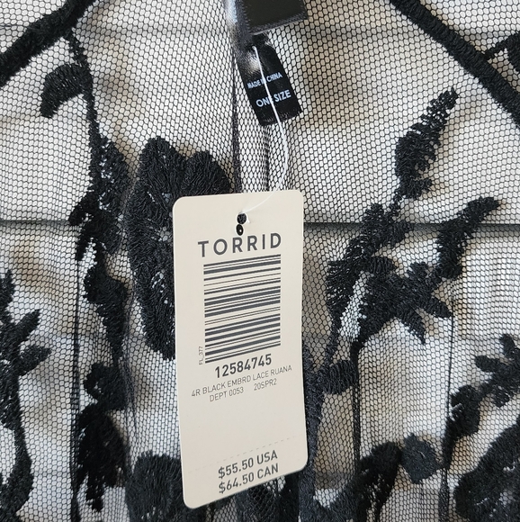 NWT - Torrid Black Lace Ruana One Size - Picture 3 of 4
